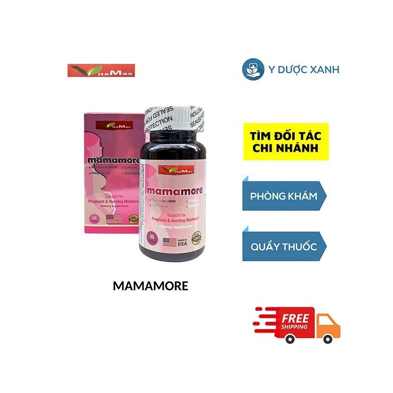 MAMAMORE, 30 viên, Viên uống vitamin tổng hợp, hỗ trợ phát triển thai nhi cho bà bầu của Mỹ