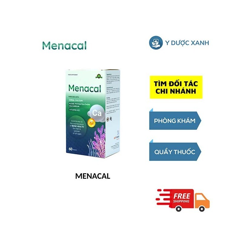 MENACAL, 60 viên, Viên uống hỗ trợ xương khớp, chắc xương cho trẻ em trên 6 tuổi, người lớn của Tây Ban Nha
