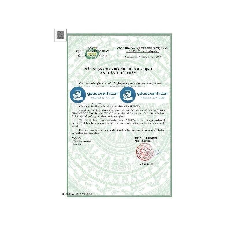 MENSTERONA, 30 gói, Thuốc uống bổ tinh trùng, tăng khả năng thụ thai cho nam giới của Ba Lan