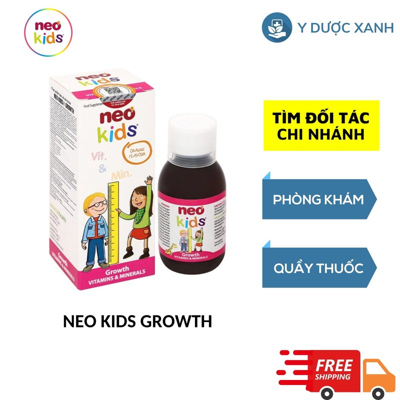 NEO KIDS GROWTH, 150ml, Siro bổ sung vitamin và khoáng chất tổng hợp cho bé từ 6 tháng của Tây Ban Nha