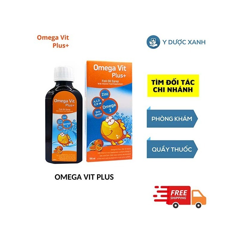 OMEGA VIT PLUS, 100ml, Siro bổ sung Omega 3 và khoáng chất cho bé, trẻ em từ 6 tháng tuổi của Châu Âu