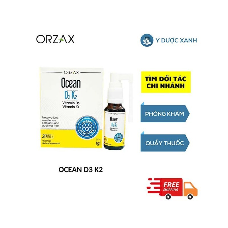 OCEAN D3 K2, 20ml, Hỗ trợ phát triển xương, chiều cao cho bé, trẻ sơ sinh của Thổ Nhĩ Kỳ