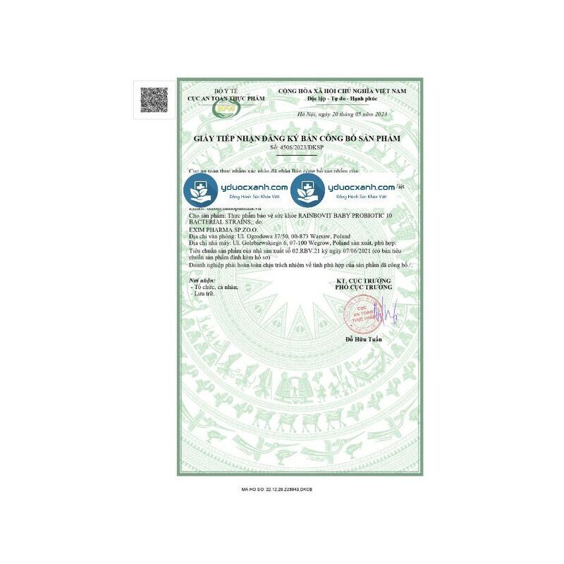 RAINBOVIT BABY PROBIOTIC, 5ml, Men 10 chủng đông khô bổ sung men vi sinh cho hệ tiêu hóa