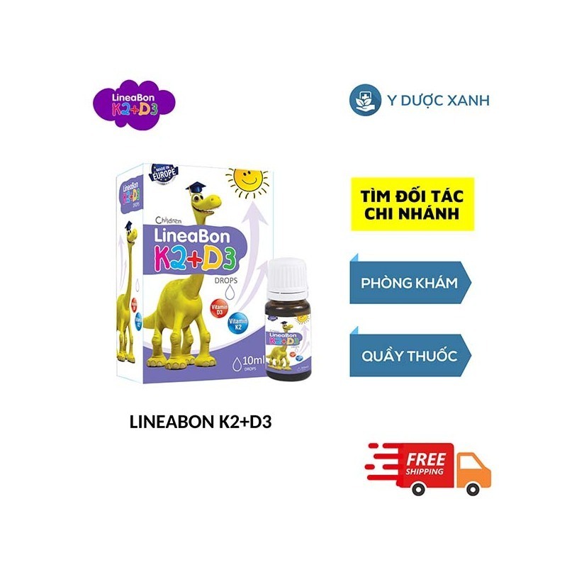 LINEABON K2+D3, 10ml, Nhỏ giọt tăng hấp thu canxi cho trẻ em, trẻ sơ sinh của Châu Âu