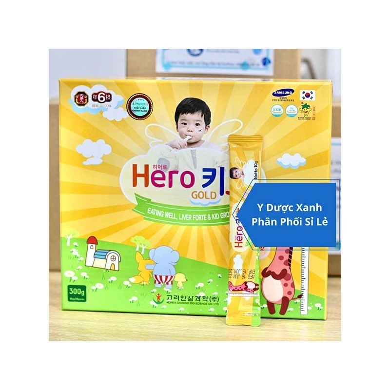 Siro HERO KID GOLD, 30 gói, Siro hỗ trợ biếng ăn, tăng sức đề kháng cho trẻ nhỏ từ 1 tuổi của Hàn Quốc