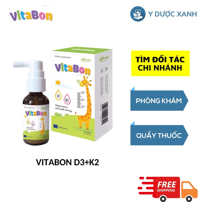 VITABON D3+K2, 10ml, Siro nhỏ giọt bổ sung vitamin D3 K2 cho trẻ của Ba Lan