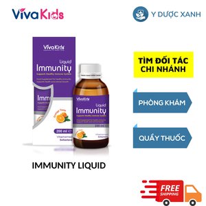 VIVAKIDS IMMUNITY LIQUID, 200ml, Siro tăng đề kháng cho bé trẻ từ 1 tuổi của Thụy Sĩ