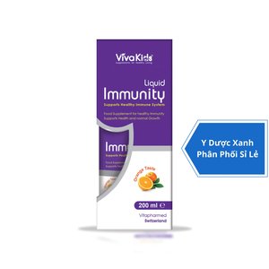 VIVAKIDS IMMUNITY LIQUID, 200ml, Siro tăng đề kháng cho bé trẻ từ 1 tuổi của Thụy Sĩ