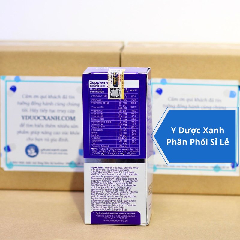 VIVAKIDS IMMUNITY LIQUID, 200ml, Siro tăng đề kháng cho bé trẻ từ 1 tuổi của Thụy Sĩ