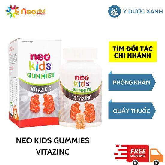 Kẹo Dẻo NEO KIDS GUMMIES ZINC, 60 viên, Bổ sung kẽm và vitamin cho bé - Y Dược Xanh