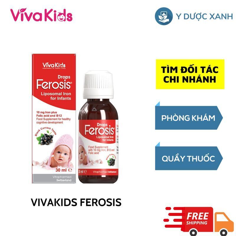 VIVAKIDS FEROSIS DROPS, 30ml, Sắt nhỏ giọt cho trẻ từ 6 tháng của Thụy Sĩ