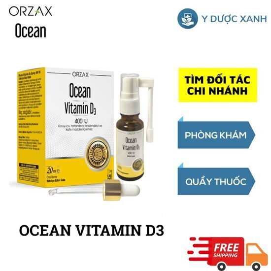 OCEAN VITAMIN D3, 20ml, Hỗ trợ phát triển xương, chiều cao cho bé, trẻ sơ sinh của Thổ Nhĩ Kỳ