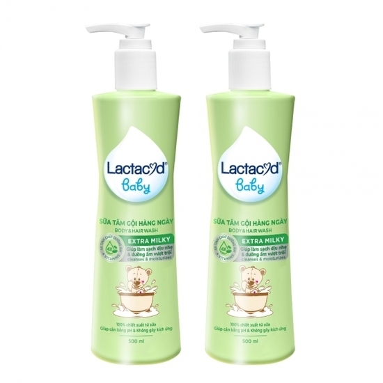 Combo 2 Sữa tắm gội Lactacyd Baby Extra Milky 500ml